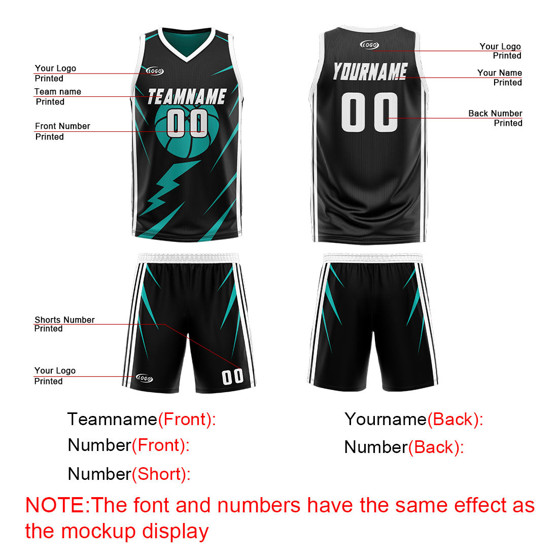 Custom Black Cyan Reversible Basketball Suit for Adults and Kids Personalized Jersey