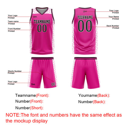 Custom Pink Black Basketball Jersey Uniform Suit Printed Your Logo Name Number