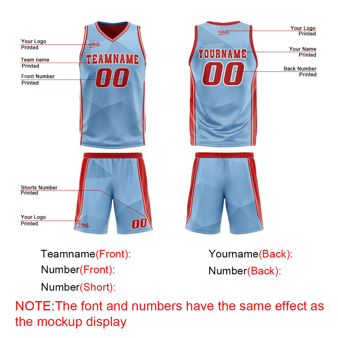 Custom Blue Red Reversible Basketball Suit for Adults and Kids Personalized Jersey