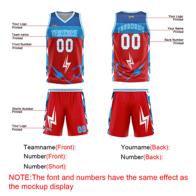 Custom Red Blue Basketball Jersey Uniform Suit Printed Your Logo Name Number