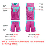 Custom Pink Cyan Reversible Basketball Suit for Adults and Kids Personalized Jersey