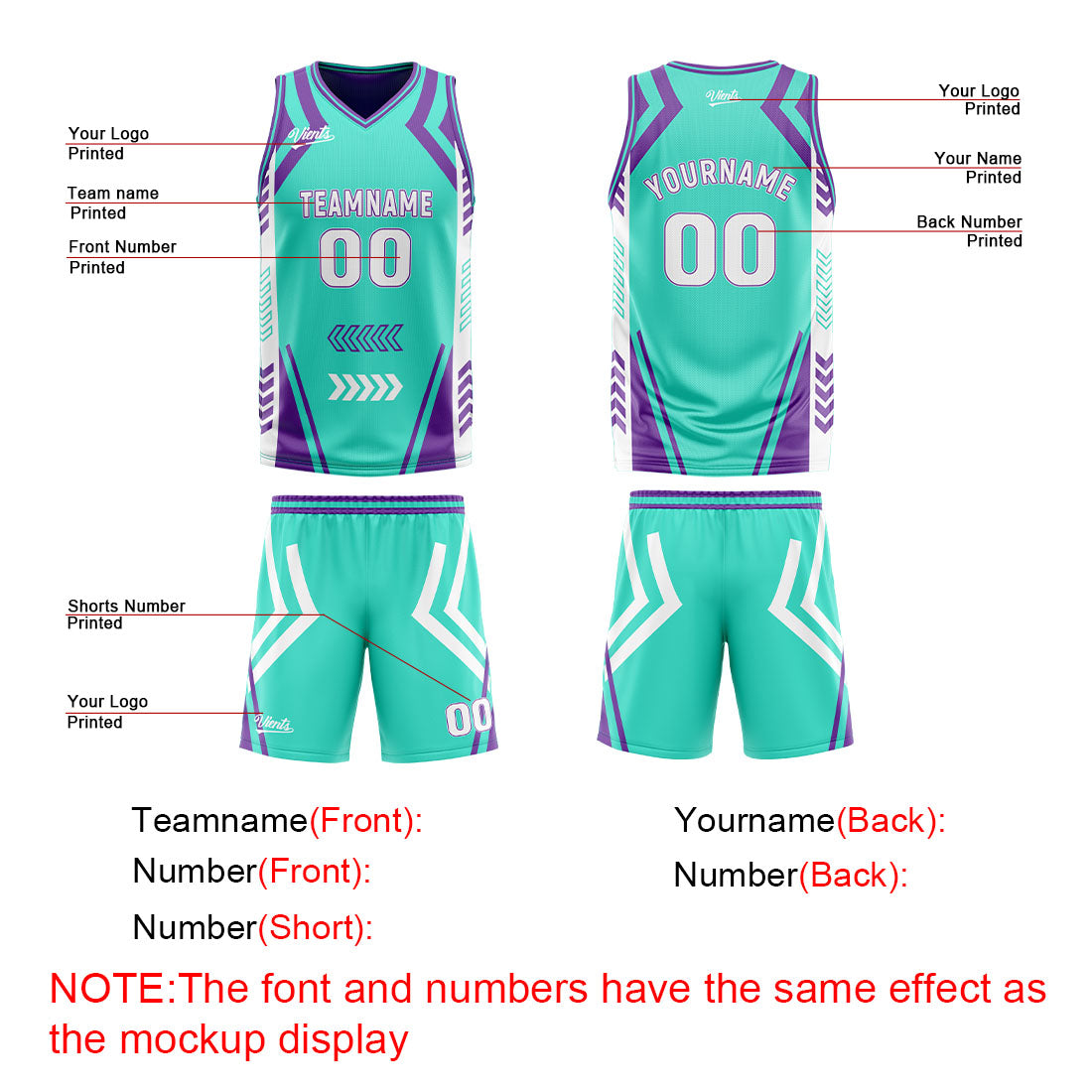 Custom Cyan Purple Reversible Basketball Suit for Adults and Kids Personalized Jersey