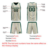 Custom Cream Green Reversible Basketball Suit for Adults and Kids Personalized Jersey