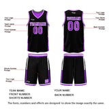 Custom Black Neon Purple Reversible Basketball Suit for Adults and Kids Personalized Jersey