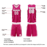 Custom Rose Red Pink Reversible Basketball Suit for Adults and Kids Personalized Jersey