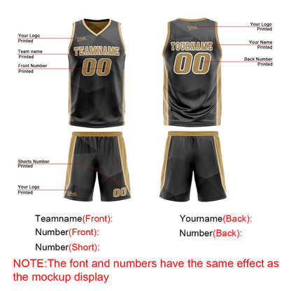 Custom Black Brown Reversible Basketball Suit for Adults and Kids Personalized Jersey