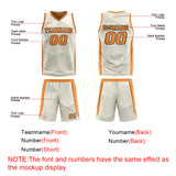 Custom Cream Orange Reversible Basketball Suit for Adults and Kids Personalized Jersey