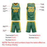 Custom Green Yellow Reversible Basketball Suit for Adults and Kids Personalized Jersey