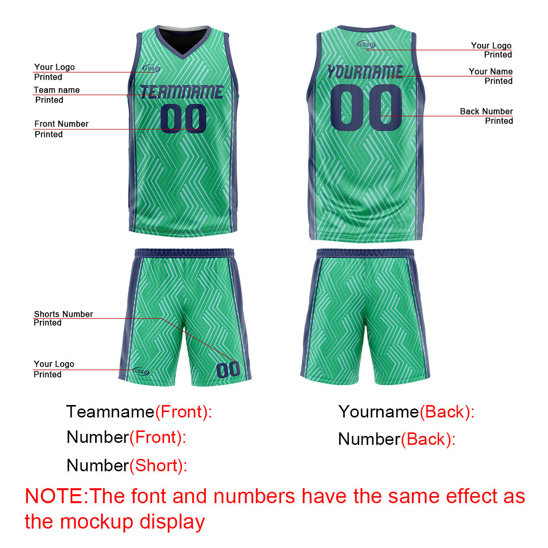 Custom Green Navy Reversible Basketball Suit for Adults and Kids Personalized Jersey