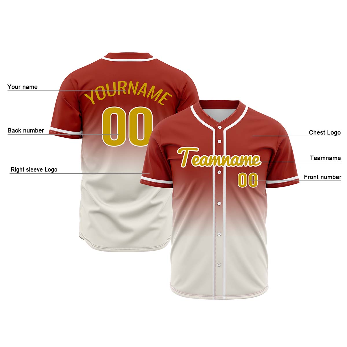Custom Red Off White Hip Hop Baseball Jersey Stitched Printed - Personalized Name Number Shirts #BB-0919-0090