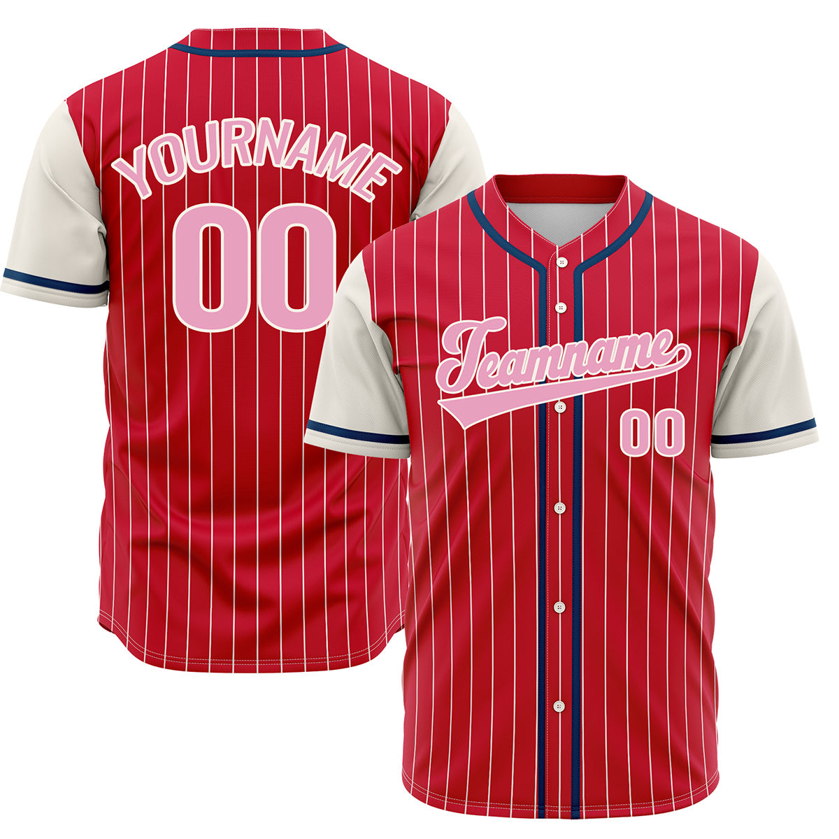 Custom Red&Off White Hip Hop Baseball Jersey Stitched Printed - Personalized Name Number Shirts #BB-0919-0092