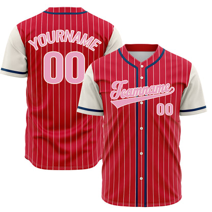 Custom Red&Off White Hip Hop Baseball Jersey Stitched Printed - Personalized Name Number Shirts #BB-0919-0092