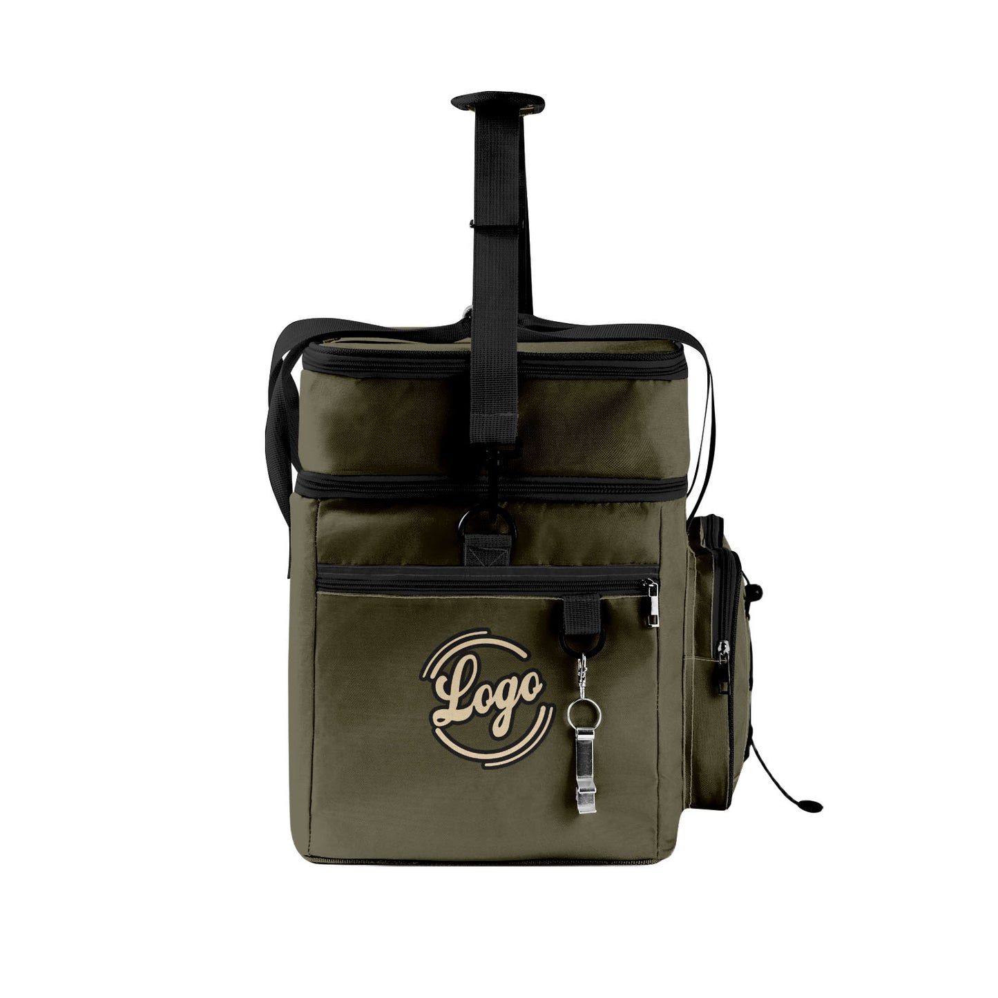 Portable Double Layer Cooler Bag - Waterproof Insulated Picnic Tote for Camping & Family Outings Army Green Black