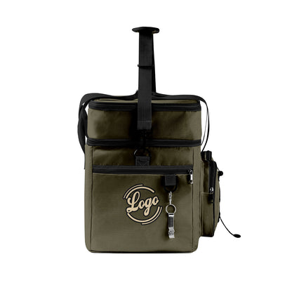 Portable Double Layer Cooler Bag - Waterproof Insulated Picnic Tote for Camping & Family Outings Army Green Black
