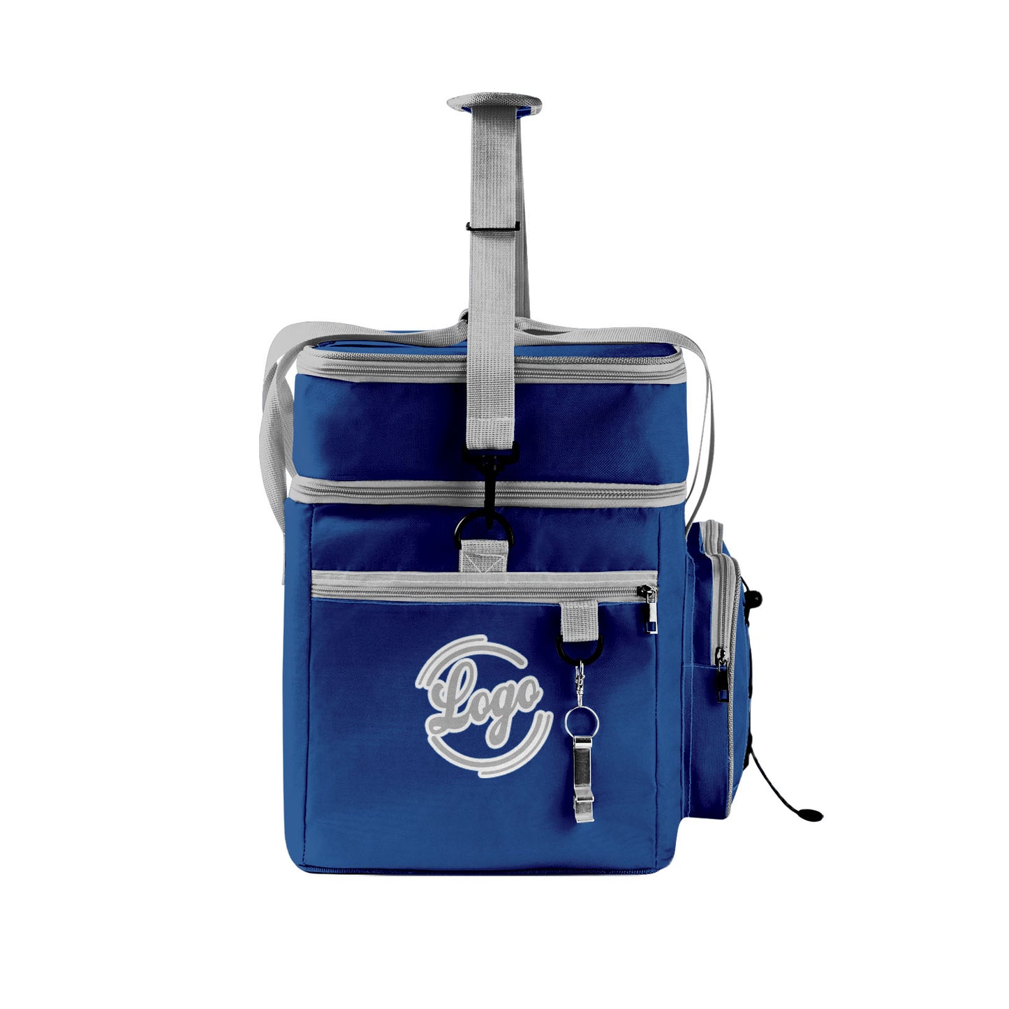 Portable Double Layer Cooler Bag - Waterproof Insulated Picnic Tote for Camping & Family Outings Blue Grey