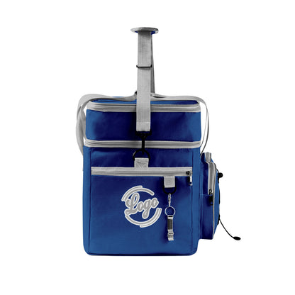 Portable Double Layer Cooler Bag - Waterproof Insulated Picnic Tote for Camping & Family Outings Blue Grey
