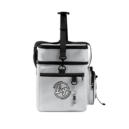 Custom Grey Black All-Over Print Double Layer Insulated Cooler Bag - Waterproof 600D Oxford Picnic Tote for Team Events & Outdoor BBQ