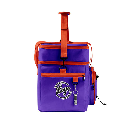 Custom Purple Orange All-Over Print Double Layer Insulated Cooler Bag - Waterproof 600D Oxford Picnic Tote for Team Events & Outdoor BBQ