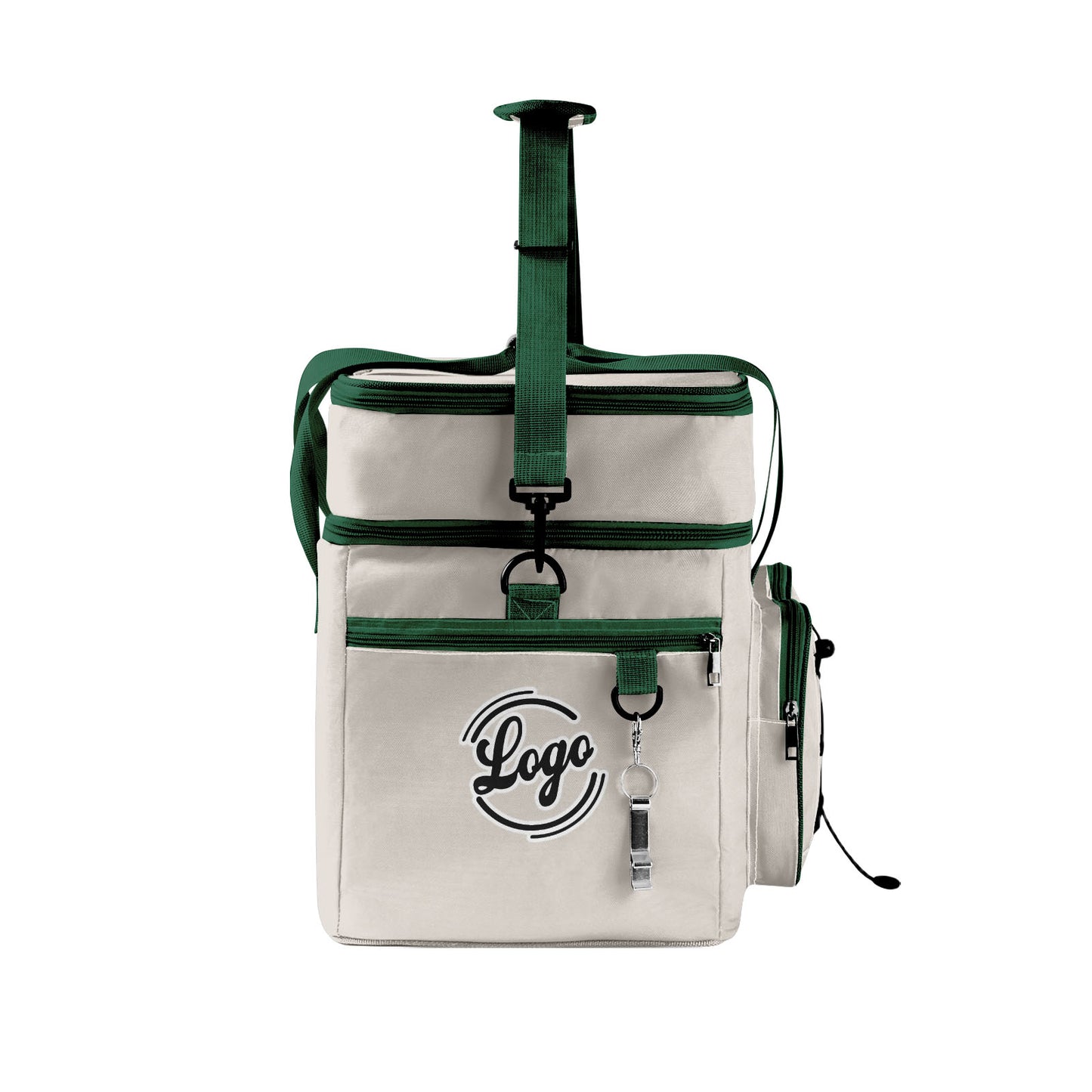 Custom Grey Green All-Over Print Double Layer Insulated Cooler Bag - Waterproof 600D Oxford Picnic Tote for Team Events & Outdoor BBQ