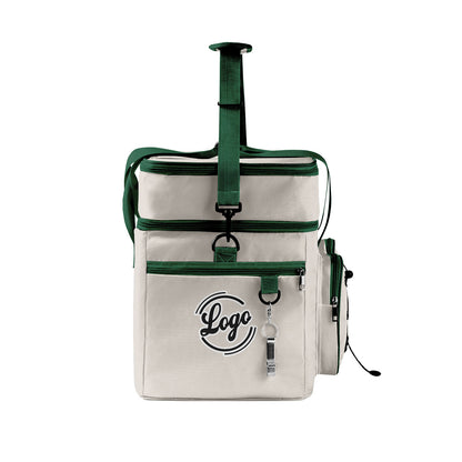 Custom Grey Green All-Over Print Double Layer Insulated Cooler Bag - Waterproof 600D Oxford Picnic Tote for Team Events & Outdoor BBQ