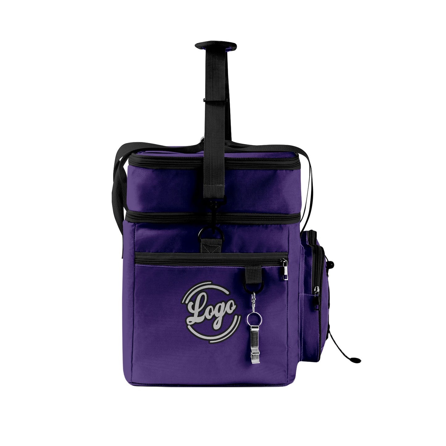 Custom Purple Black All-Over Print Double Layer Insulated Cooler Bag - Waterproof 600D Oxford Picnic Tote for Team Events & Outdoor BBQ