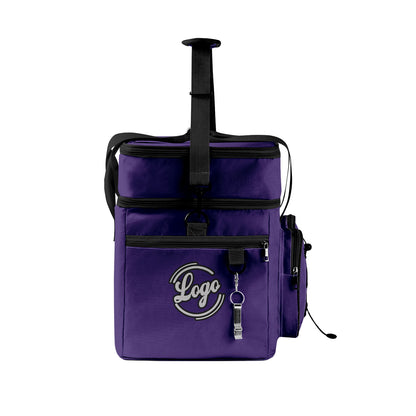 Custom Purple Black All-Over Print Double Layer Insulated Cooler Bag - Waterproof 600D Oxford Picnic Tote for Team Events & Outdoor BBQ