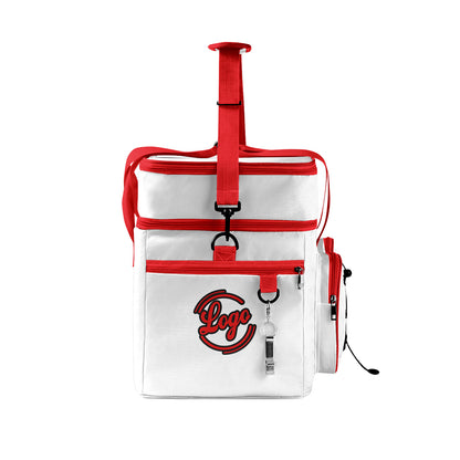 Custom White Red All-Over Print Double Layer Insulated Cooler Bag - Waterproof 600D Oxford Picnic Tote for Team Events & Outdoor BBQ