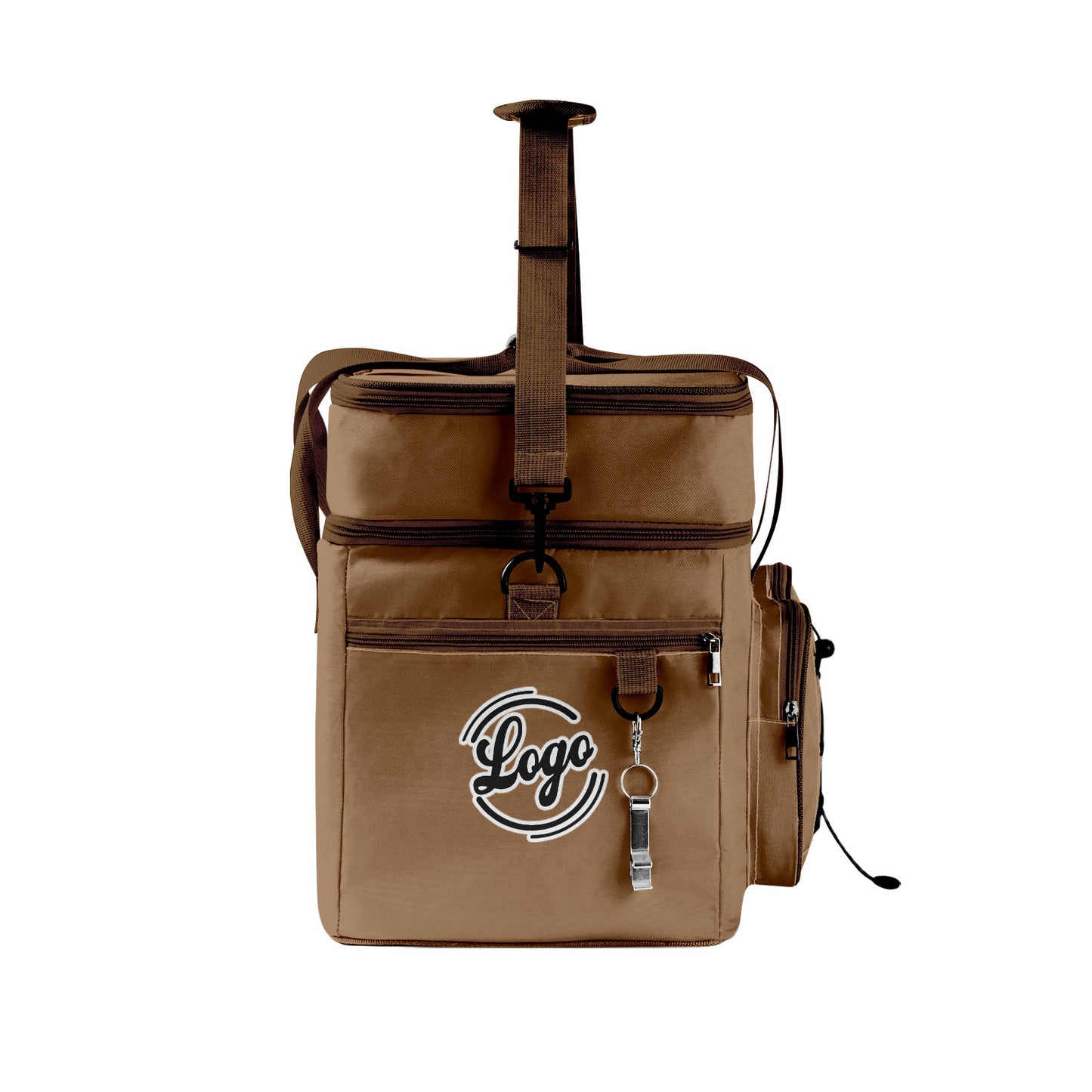 Custom Brown Black All-Over Print Double Layer Insulated Cooler Bag - Waterproof 600D Oxford Picnic Tote for Team Events & Outdoor BBQ