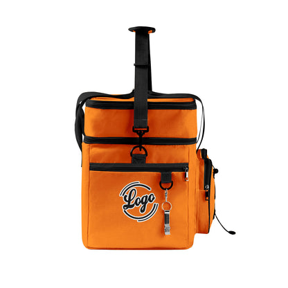 Custom Orange Black All-Over Print Double Layer Insulated Cooler Bag - Waterproof 600D Oxford Picnic Tote for Team Events & Outdoor BBQ