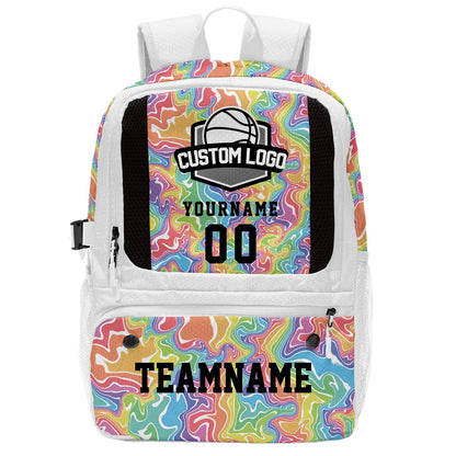Custom White Basketball Soccer Backpack Personalized Player Names - Numbers & Team Logo #150-BP-0914-0027