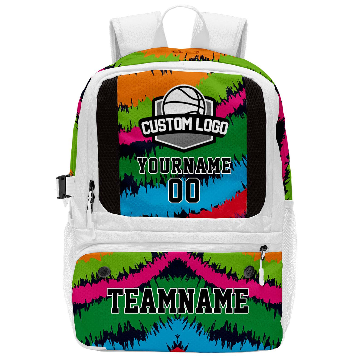 Custom White Basketball Soccer Backpack Personalized Player Names - Numbers & Team Logo #150-BP-0914-0021