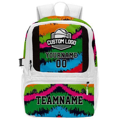Custom White Basketball Soccer Backpack Personalized Player Names - Numbers & Team Logo #150-BP-0914-0021