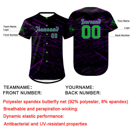 Custom Black Purple Baseball Jersey Personalized Gradient Team Uniforms Shirt with Name Number