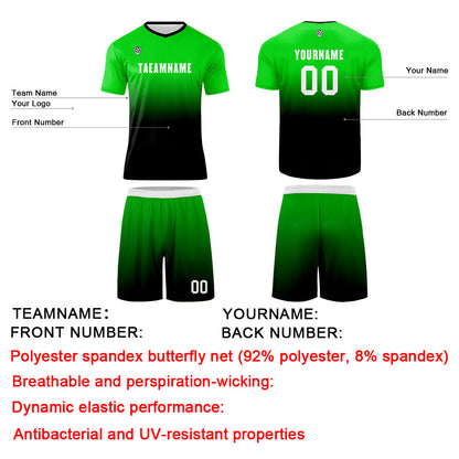 Custom Green Black Uniform Jersey Kids Adults Personalized Set Jersey Shirt