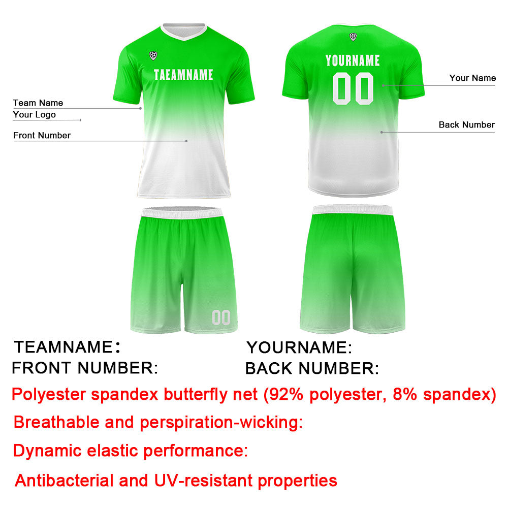 Custom Green White Uniform Jersey Kids Adults Personalized Set Jersey Shirt