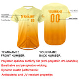 Custom Light Yellow Orange Baseball Jersey Personalized Gradient Team Uniforms Shirt with Name Number