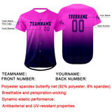 Custom Purple Navy Blue Baseball Jersey Personalized Gradient Team Uniforms Shirt with Name Number