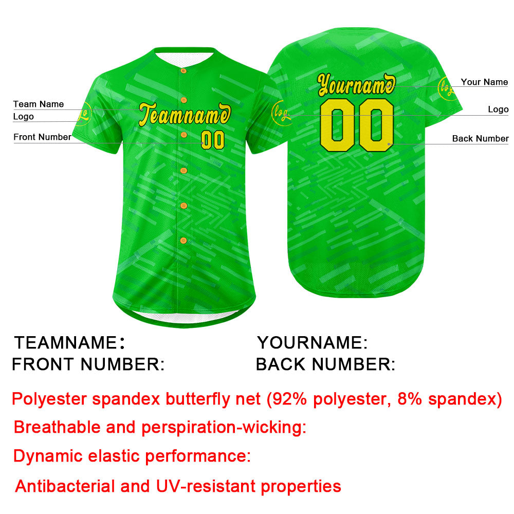 Custom Green Yellow Baseball Jersey Personalized Gradient Team Uniforms Shirt with Name Number