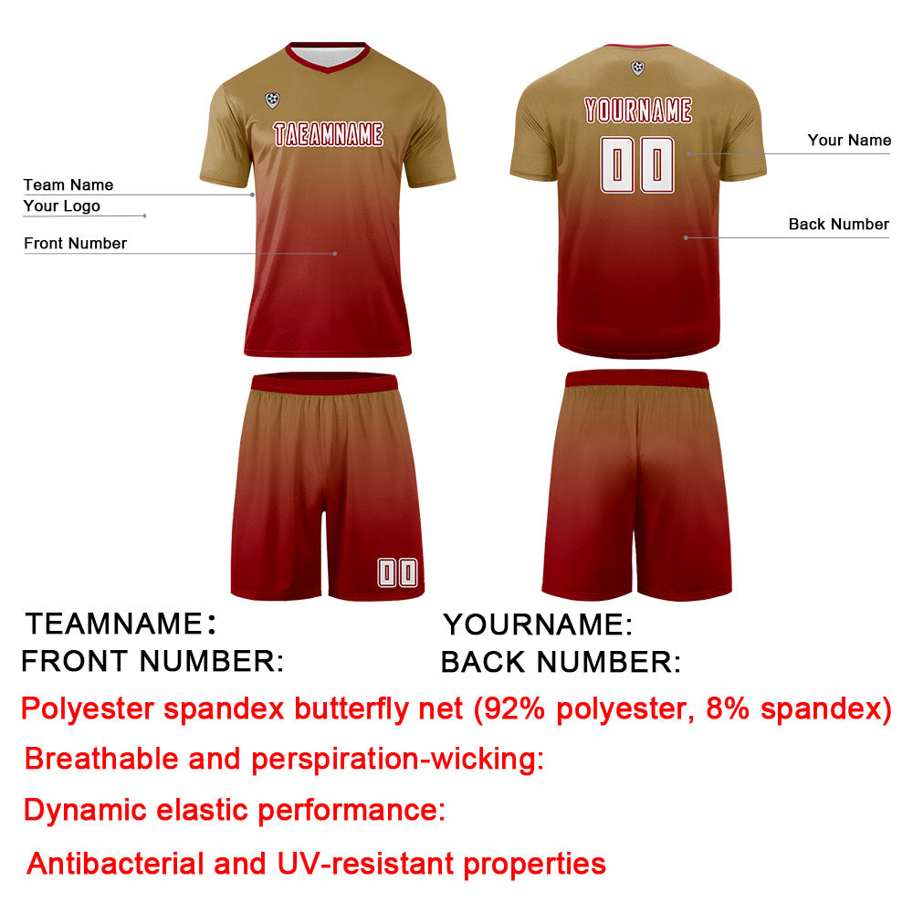 Custom Brown Red Uniform Jersey Kids Adults Personalized Set Jersey Shirt