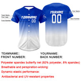 Custom White Blue Baseball Jersey Personalized Gradient Team Uniforms Shirt with Name Number