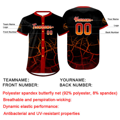 Custom Black Red Baseball Jersey Personalized Gradient Team Uniforms Shirt with Name Number