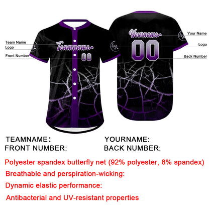 Custom Black Purple Gray Baseball Jersey Personalized Gradient Team Uniforms Shirt with Name Number