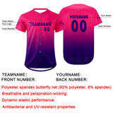Custom Fuchsia Purple Baseball Jersey Personalized Gradient Team Uniforms Shirt with Name Number