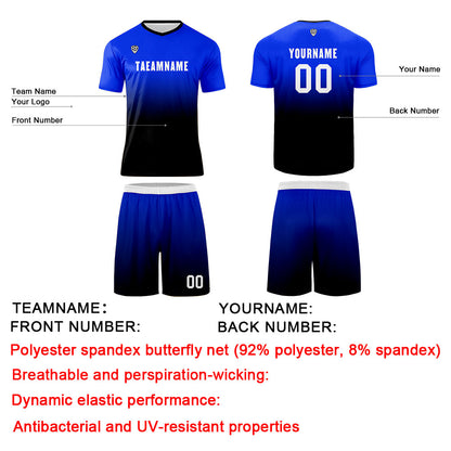 Custom Blue Black Uniform Jersey Kids Adults Personalized Set Jersey Shirt