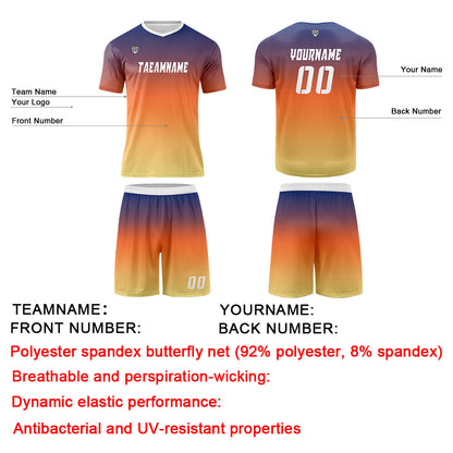 Custom Blue Orange Yellow Uniform Jersey Kids Adults Personalized Set Jersey Shirt