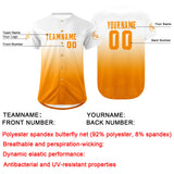 Custom White Orange Baseball Jersey Personalized Gradient Team Uniforms Shirt with Name Number