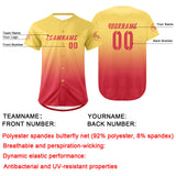 Custom Yellow Light Red Baseball Jersey Personalized Gradient Team Uniforms Shirt with Name Number