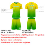Custom Yellow Green Uniform Jersey Kids Adults Personalized Set Jersey Shirt
