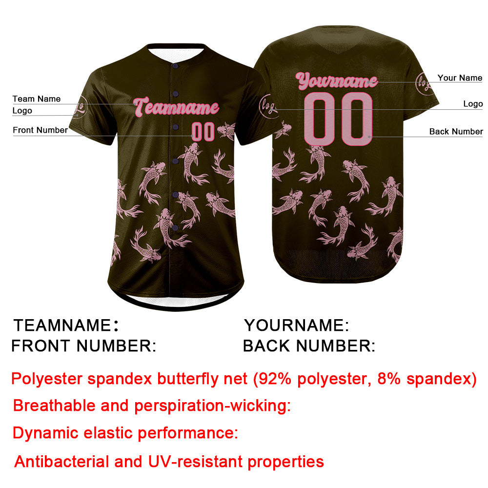 Custom Olive Green Light Pink Baseball Jersey Personalized Gradient Team Uniforms Shirt with Name Number