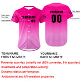 Custom Fuchsia Pink Baseball Jersey Personalized Gradient Team Uniforms Shirt with Name Number